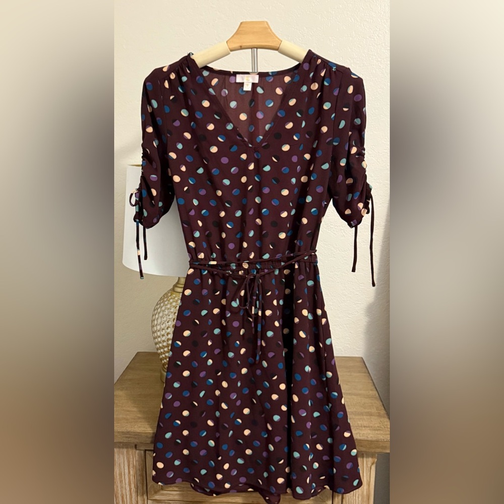 5 for $20 Deal- Charming Charlie Polka Dot Cinched Sleeve Dress- Size Small